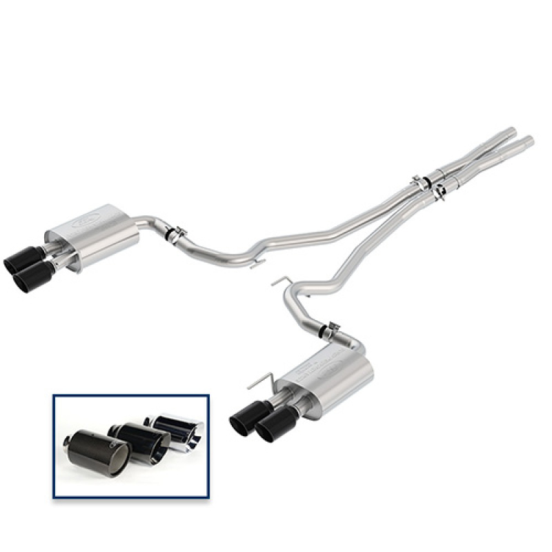 Ford Mustang Performance Exhaust - Rear - Ford Racing - Extreme Cat Back with Dual Rear Exit - Black Chrome - `18-`27
